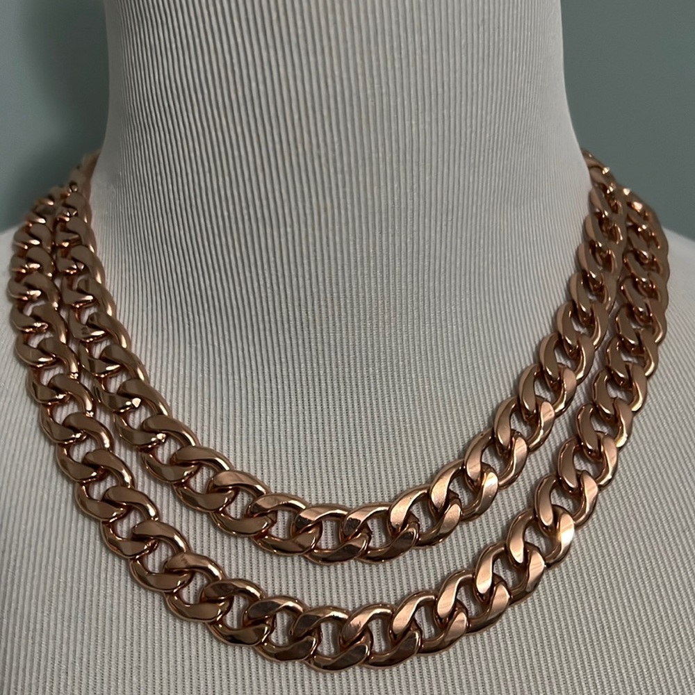 Rose Gold Double Cuban Link Chain Necklace